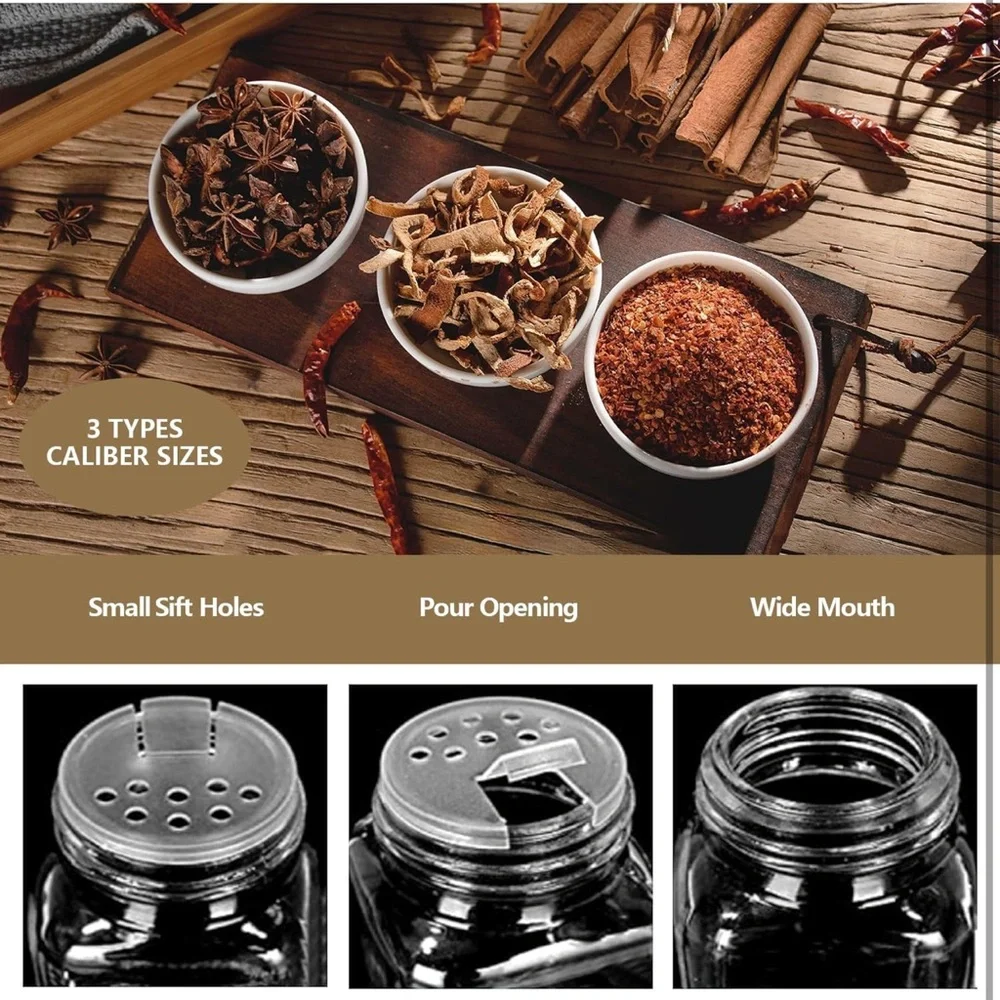 Bamboo Lid Spice Jar Set with Labels